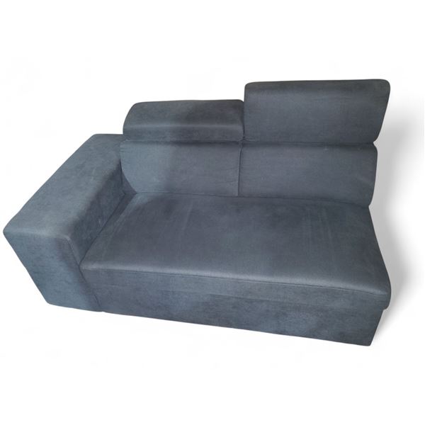 Modern Left Arm Facing Two-Seat Sofa - Blue Fabric - Adjustable Backrest
