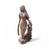 Image 1 : Wooden Hand‑Carved Woman Statue with Water Vessel - Approx. H28