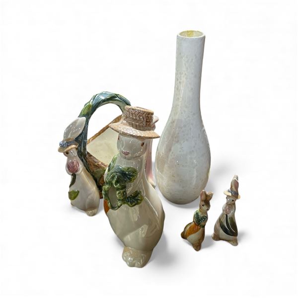 5 Pcs Springtime Rabbit & Garden Ceramic Collection