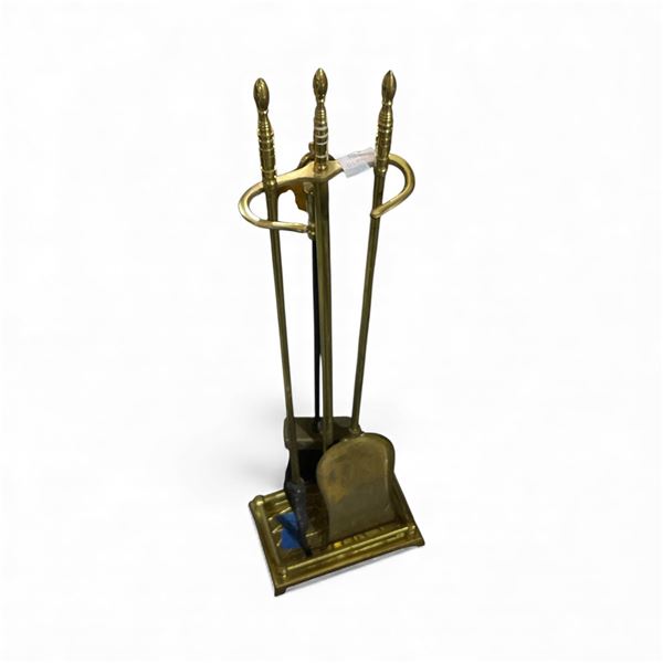 Vintage Brass Fireplace Tool Set with Stand