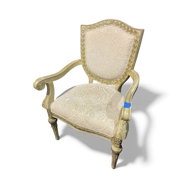 Vintage Accent Chair with Beige Upholstery