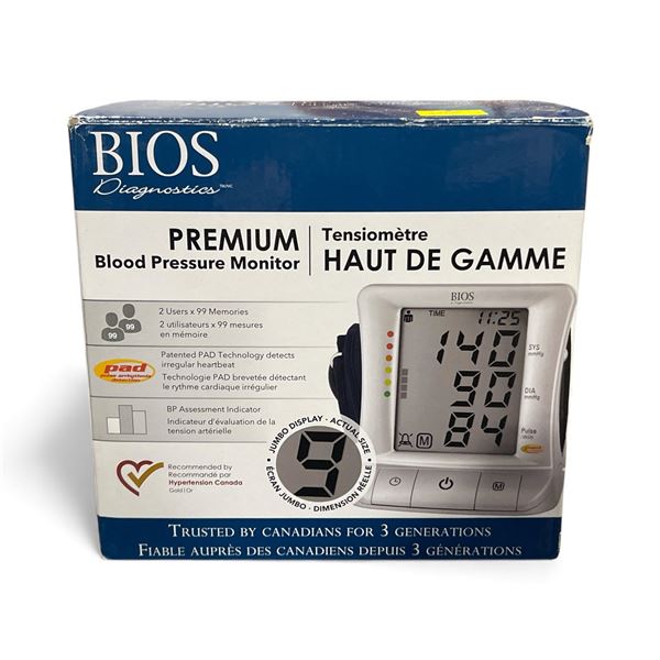 BIOS Premium Blood Pressure Monitor Device (Model: 3AL1-3E)
