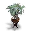 Image 1 : Vintage Wooden Pedestal Side Table (approx. H20" x 13") and Artificial Fern Plant