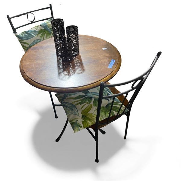 3 Pcs Bistro Set with Wooden Top Table (Approx. H29" x Dia. 28") and 2 Chairs