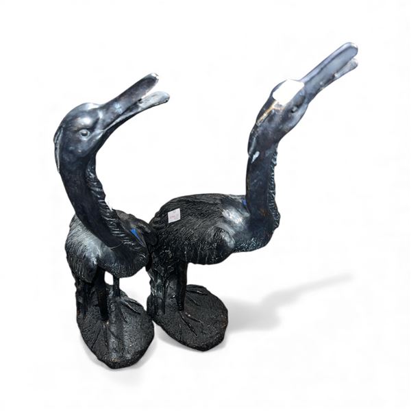 Set of 2 Standing Crane Spitters, Tall 24"