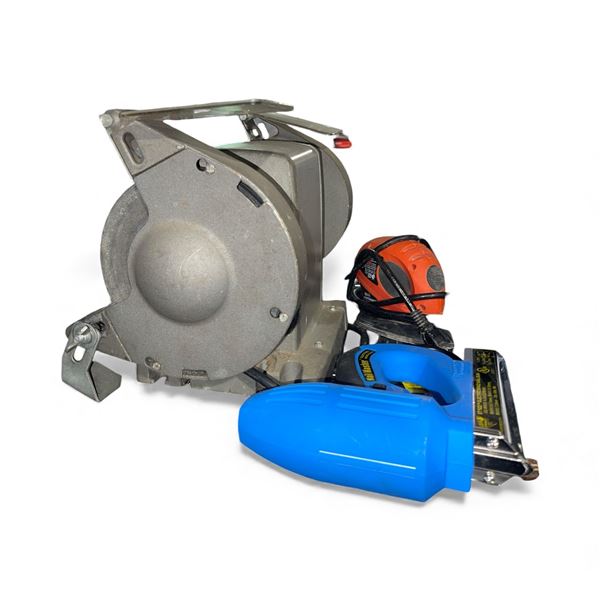 Sears Craftsman 1/3 HP Bench Grinder (397 21126), NailMaster Brad Nail Gun (ET100M), and Black & Dec