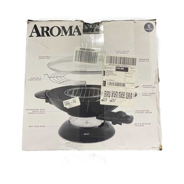 Aroma Nonstick Electric Wok 13.5" dia. and HITECLIFE Dinner Plates Set (12 Pcs)