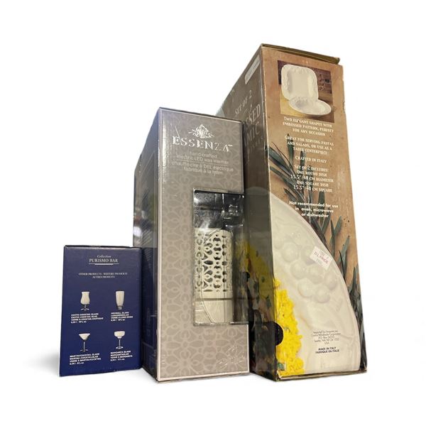 Villeroy & Boch Champagne Coup Set of 2, Essenza Electric LED Wax Warmer, Embossed Ceramic Serving D