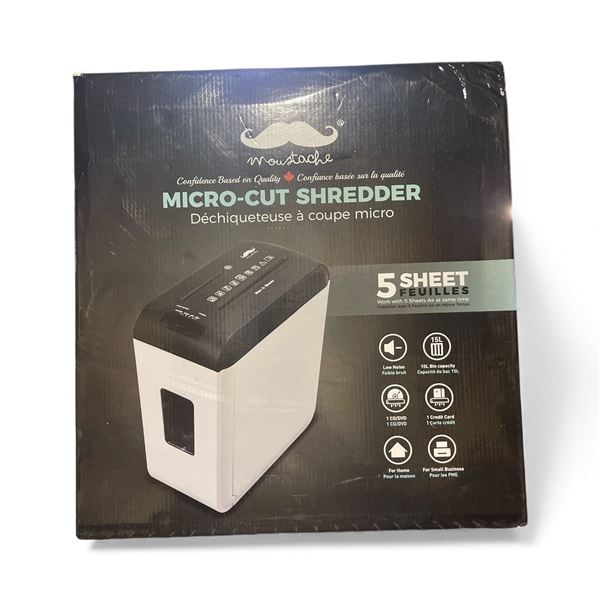 Moustache Professional 5-Sheet Super Micro-Cut Shredder (Model: MO-DWS-1015)