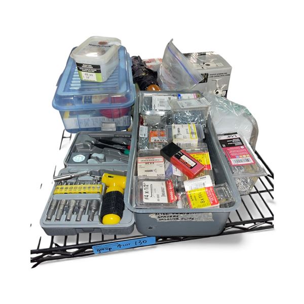 Large Lot of Hardware & Tools: Assorted Screws, Drill Bits, Fasteners & Storage Cases