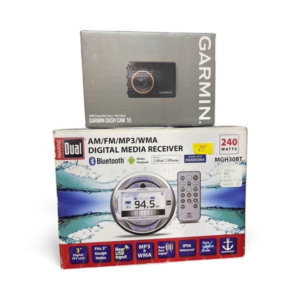 Garmin Dash Cam 55 and Dual Digital Media Receiver (Model: MGH30BT)