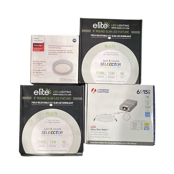 2 Elite 6" Round Slim Led Fixture (RL675), Philips Mount Downlight, 6" Led Ultra-thin Wafer Kit