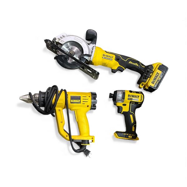 DeWalt Tool Set: Impact Driver (DCF787), Circular Saw w/battery (DCS571), and Heat Gun (D26950)