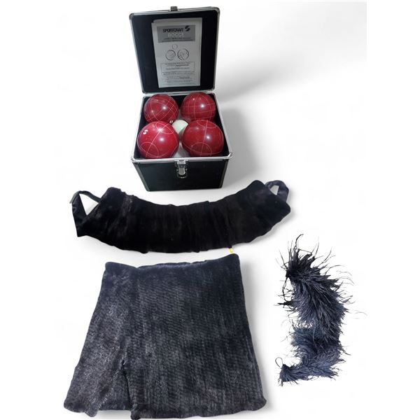 Sportcraft Bocce Ball Set and Box with Black Faux Fur