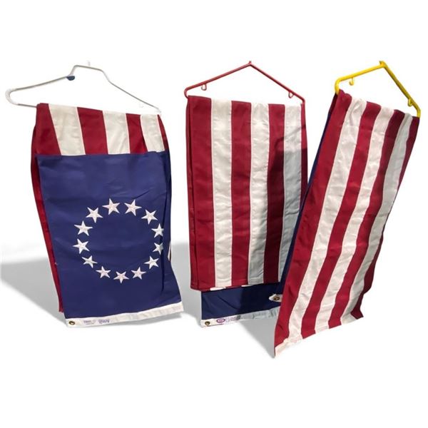 Group of 3 Annin American Flags