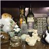 Image 2 : 3 Shelves of Decor and Collectibles Includes Vintage Phone, Ship Model, Glassware, Owl Figurines, an