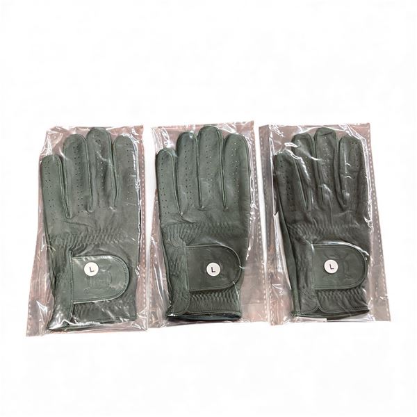 3 Pcs New Modest Vintage Player - PRO Cabretta Leather Golf Gloves - Forest Green (Left Hand - Size 