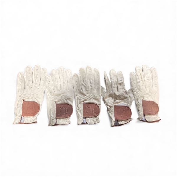 5 Pcs New Modest Vintage Player - Heritage Leather Golf Gloves - Cream/Brown (Left Hand)