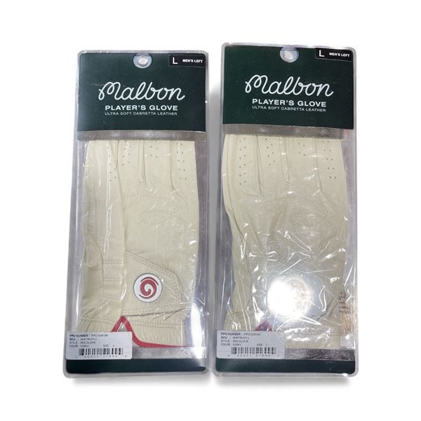 2 Pcs New Malbon Player's Golf Guarantee Product Glove - Ivory - Men's Left - Size L