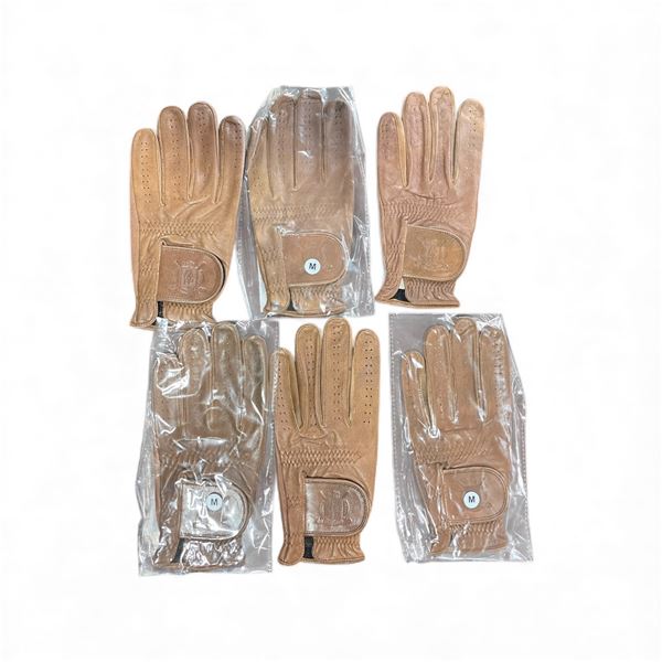 6 Pcs New Modest Vintage Player Leather Golf Gloves - Brown (Left Hand - Size M)