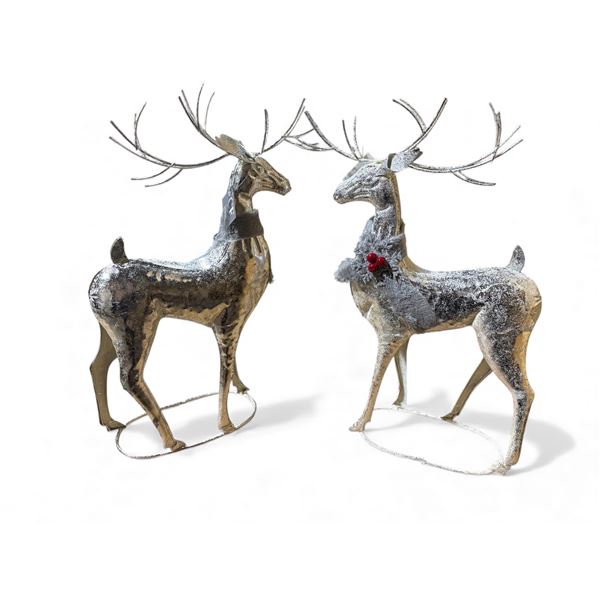 3 boxes (12 Pcs) Reindeer Standing H19" White Metal w/silver Foil (Christmas Forever - XM-MD3070)