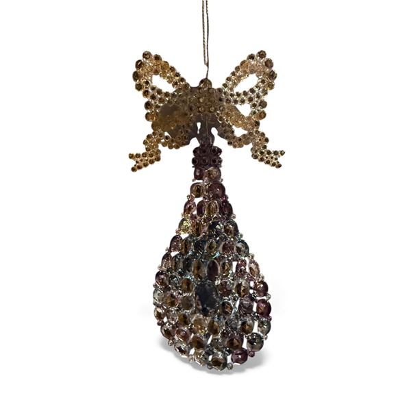 12 Pcs Orn Drop 6" Clear Gilt Gold Bow (Christmas Forever - XM-MP2154)