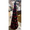 Image 2 : 2 Pcs Cone Tree Velvet Deep Red/Emerald w/Bells H39" (Christmas Forever - XM-ZD7084)