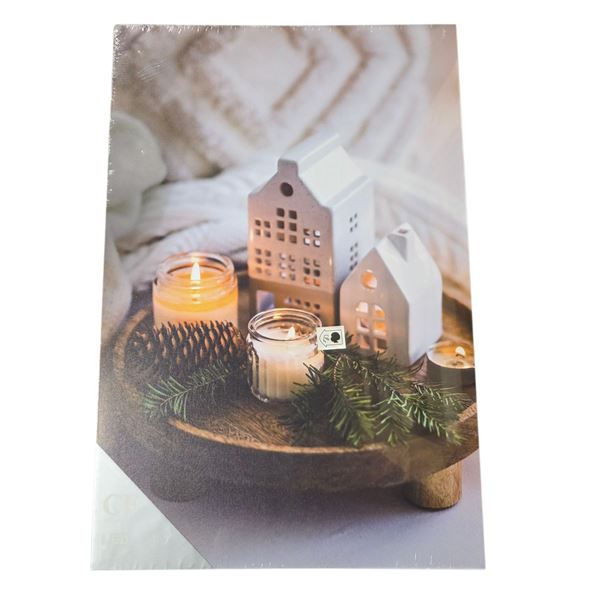 6 Pcs Canvas 16x24" Light Up Candle with Decorative House - 3 Pc Led  (Christmas Forever - XM-JD1678