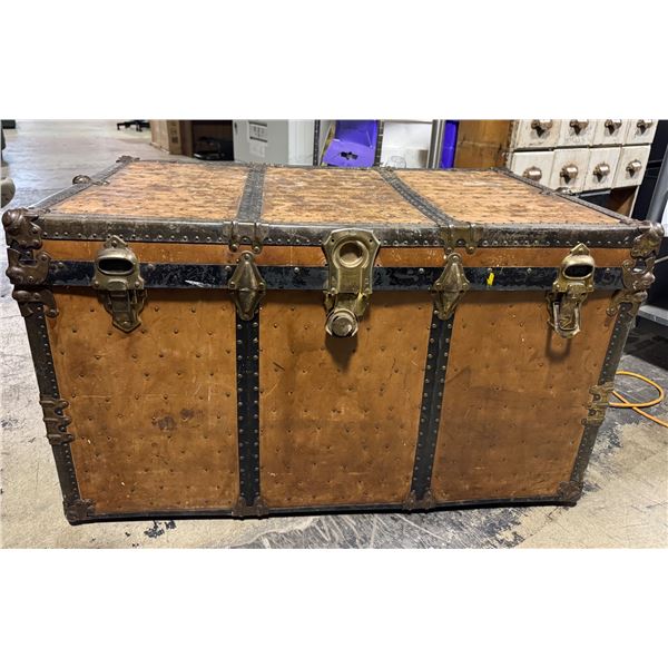 Vintage Steamer Trunk with Metal Hardware - Approx. H24" x W40" x 23"