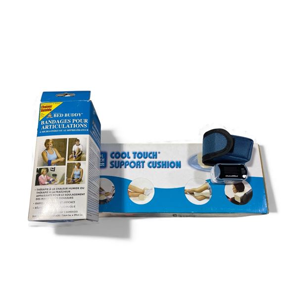 Cool Touch Support Cushion, Joint Wraps, and Pulse Oximeter