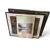 Image 1 : 3 Framed Artworks: Abstract Village Scene and Landscape Themes