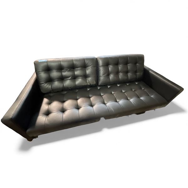 Black Faux Leather Sofa - Approx. H28" x W75" x D32"