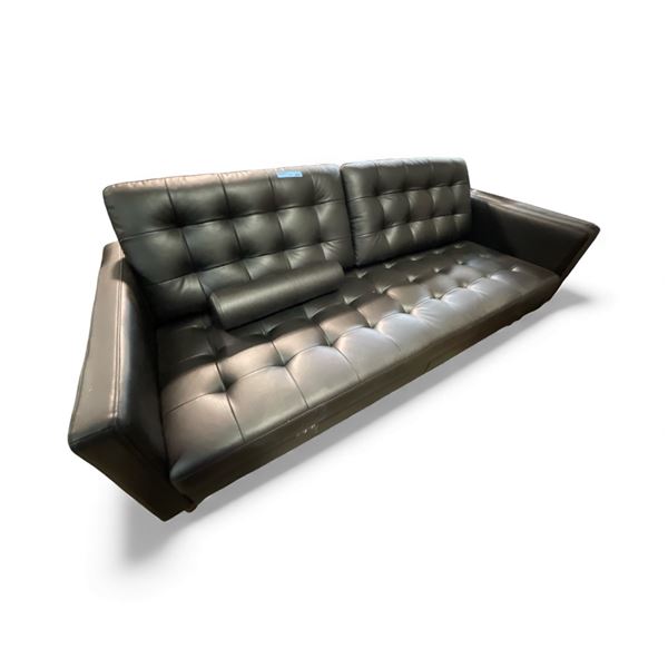Black Faux Leather Sofa - Approx. H28" x W75" x D32"