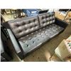 Image 2 : Black Faux Leather Sofa - Approx. H28" x W75" x D32"