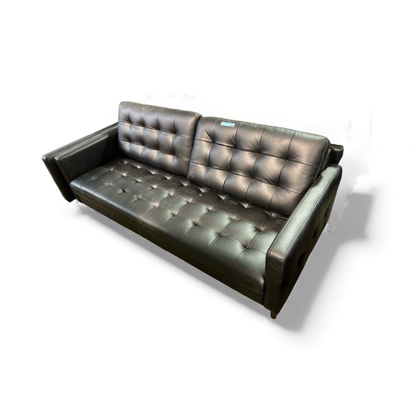 Black Faux Leather Sofa - Approx. H28" x W75" x D32"