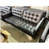 Image 2 : Black Faux Leather Sofa - Approx. H28" x W75" x D32"
