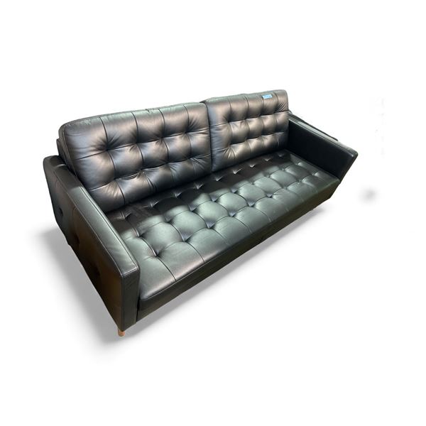 Black Faux Leather Sofa - Approx. H28" x W75" x D32"