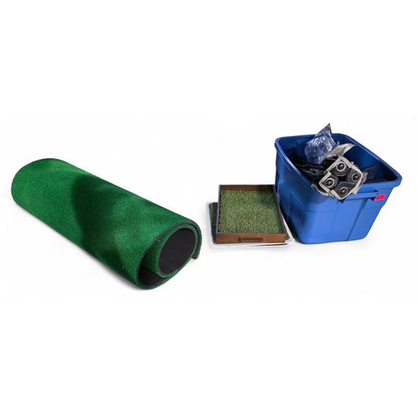 Assorted Items Includes Putting Mat, Blow Up Float, and hikenture Outdoor Sleeping Pads