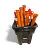 Image 1 : Group of 2 Wheeled Garbage Cans w/ Misc. Tools & approx. 12 Traffic Grab Delineator Posts