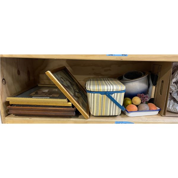 Group of Vintage Art Framed & Decor - includes Assorted Pottery Vases & More