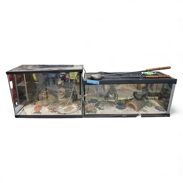 Group of 2 Aquarium Tanks - approx. 24" & 30", with Decors