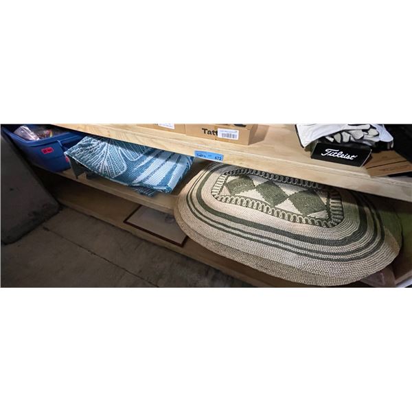 Shelf Lot includes Group of Front Doormats & Misc. Decorations
