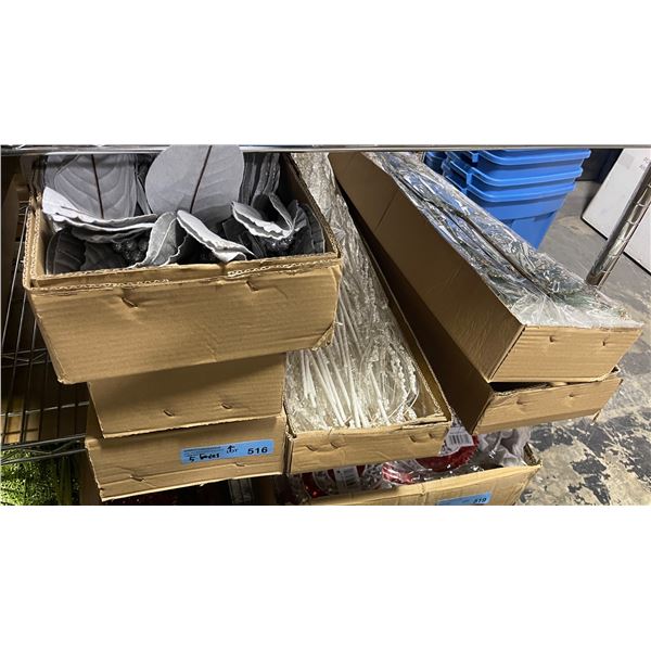 5 Boxes Poinsettia Head Silver, Aqua Green Fan Leaf , and More (Christmas Forever - XM-HS5301/XM-HA2