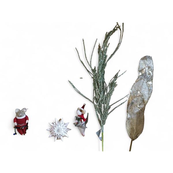 Assorted Ornaments & Decor: Merry Christmas Ornament, Mice, and Snowflake (Christmas Forever - Vario