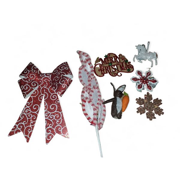 Assorted Ornaments & Decor: Lovebird Metal Disc, Snowflake, Unicorn,and More (Christmas Forever - Va