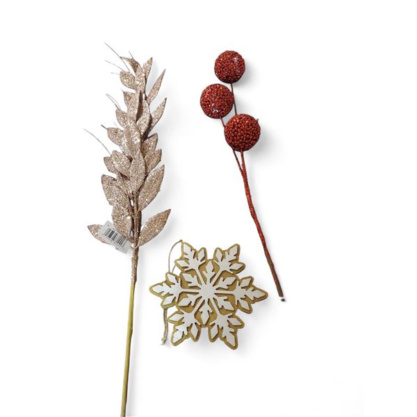 2 Shelves of Magnolia Leaves, Ball Ornaments, and Wooden Snowflake Decor (Christmas Forever - Variou