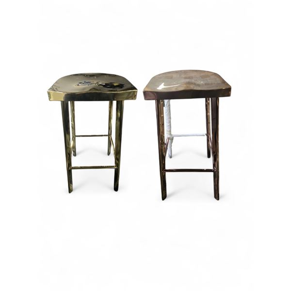 Pair of 2 Bohemian Barstools H78" x 41" x 41"  - Gold & Rose Gold - RV: $1199
