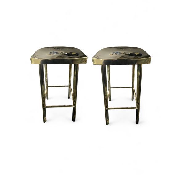 Pair of 2 Bohemian Barstools H78" x 41" x 41"  - Gold - RV: $1199