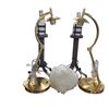 Image 1 : Group of 2 Set Table Top Lamps - includes Pair of Medieval-Style Metal Lamps & Brass-Colored Glass L