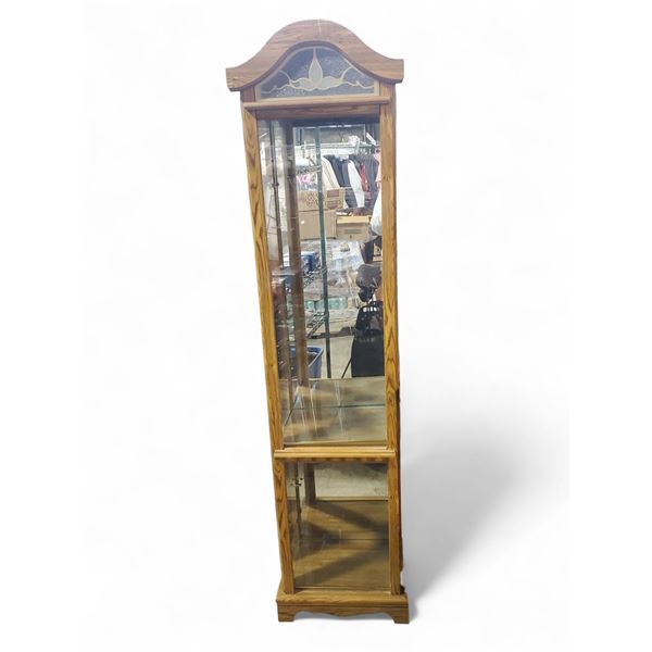 Vintage Wooden Glass Display Cabinet w/ Lights
